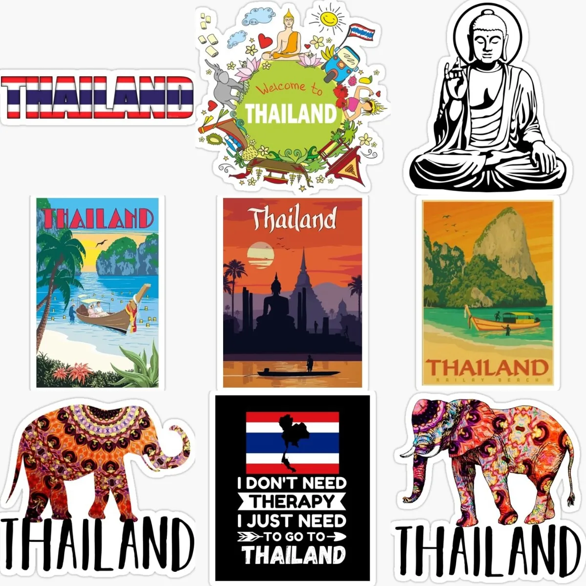 Car Accessories Thailand - Tajlandia TH Słoń Buddyzm Sceneria Naklejka