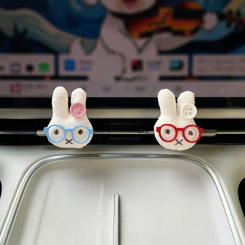 Car Air Freshener Vent - Uroczy Królik w Okularach Klips Zapachowy