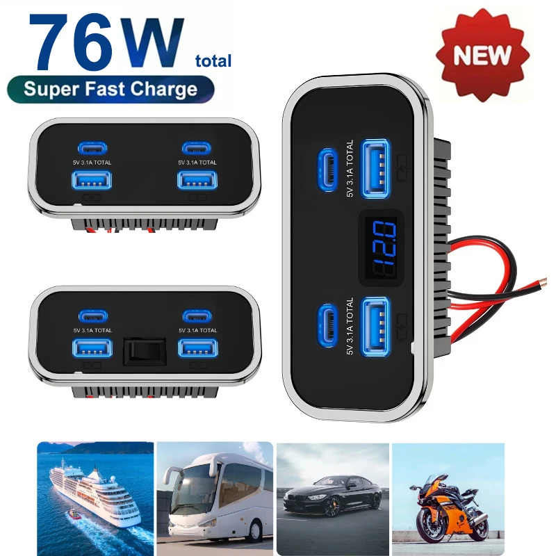 Panel ładowarki 12V-24V z 4 po – Car Accessories Thailand recenzja i cena